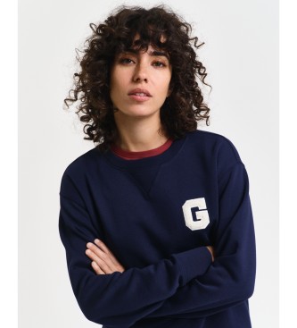 Gant Sudadera De Cuello Redondo Con Insignia G marino