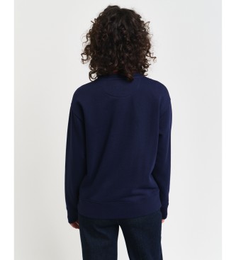 Gant Sweatshirt de gola redonda com emblema G Navy