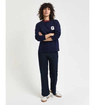 Gant Sweatshirt med rund hals och marin G-logotyp