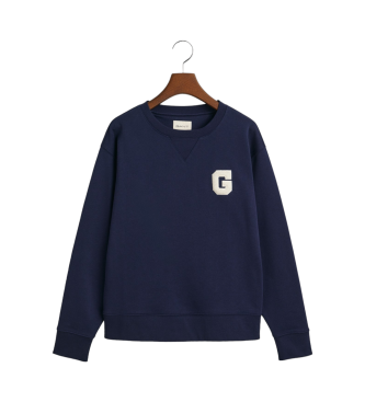 Gant Sudadera De Cuello Redondo Con Insignia G marino