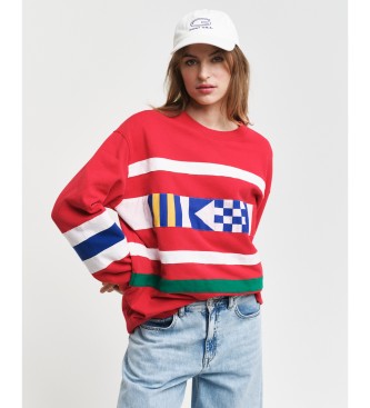 Gant Sweatshirt de gola redonda com painel vermelho