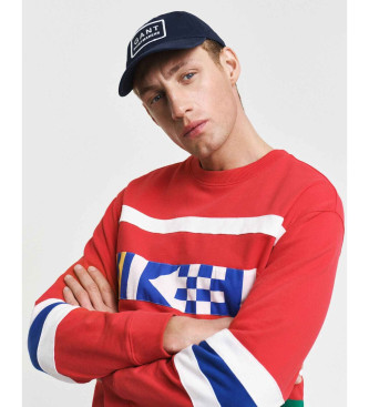 Gant Sweatshirt de gola redonda com painel vermelho