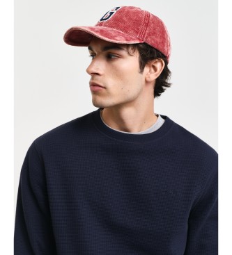 Gant Marineblaues Sweatshirt mit Wabenstruktur und Rundhalsausschnitt