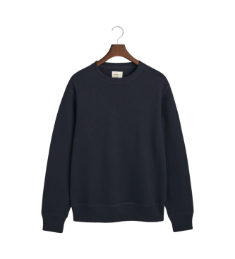 Gant Sweat  col ras du cou textur en nid d'abeille, marine