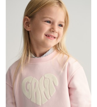 Gant Hjertegrafisk sweatshirt med rund hals pink