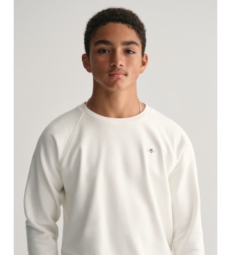 Gant Shield sweatshirt med rund halsringning vit