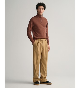 Gant Sacker Rib sweatshirt med halv dragkedja rdbrun