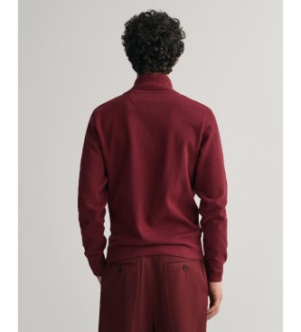 Gant Sacker Rib Sweatshirt mit halbem Reiverschluss rot
