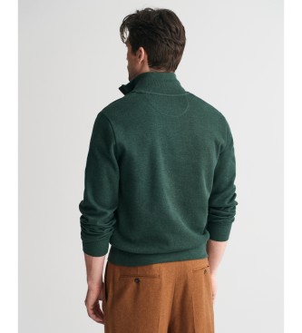 Gant Felpa verde a coste con mezza zip