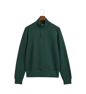 Gant Felpa verde a coste con mezza zip