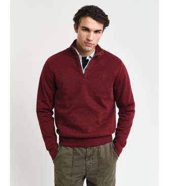 Gant Felpa bordeaux con mezza zip a costine