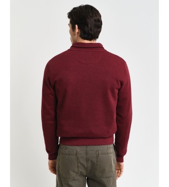 Gant Sacker Rib Sweatshirt mit halbem Reiverschluss burgunderrot