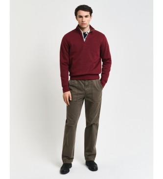 Gant Pull Sacker Rib half-zip burgundy