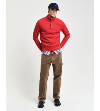 Gant Sacker Rib sweatshirt med halv lynls rd