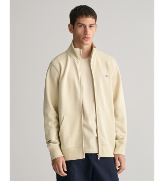 Gant Beige Shield zip-up sweatshirt