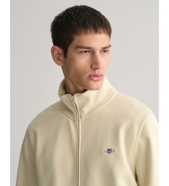 Gant Beige Shield zip-up sweatshirt