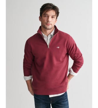 Gant Shield Half Zip Sweatshirt maroon