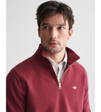 Gant Shield Half Zip Sweatshirt maroon