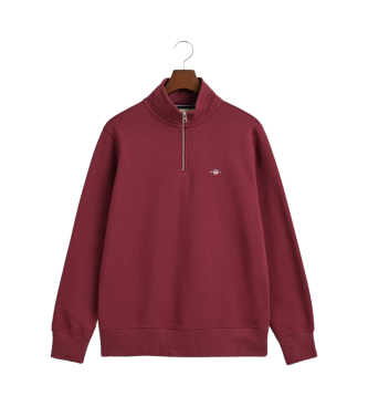 Gant Shield Half Zip Sweatshirt maroon