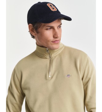 Gant Camisola Shield com meio fecho, cor bege