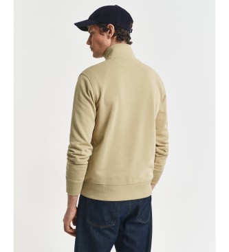 Gant Camisola Shield com meio fecho, cor bege