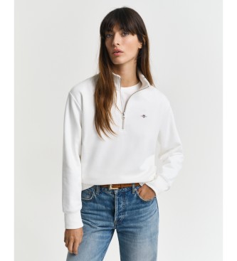 Gant Beige Shield sweatshirt med halv dragkedja