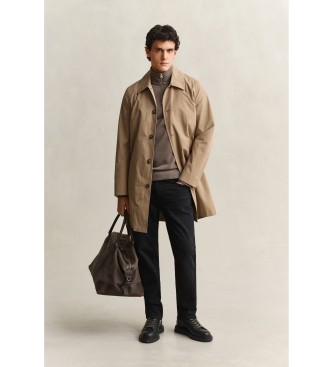 Gant Felpa Shield con mezza zip marrone