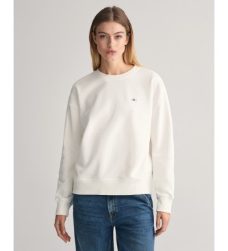 Gant Shield sweatshirt med rund halsringning vit