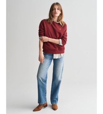 Gant Shield sweatshirt med rund hals og rdbrun farve