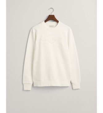 Gant Tonal Shield sweatshirt med rund halsringning off-white