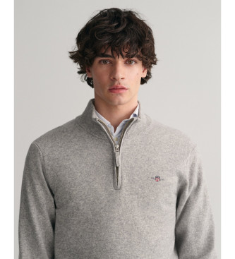 Gant Very fine sheep's wool pullover with grey half zip