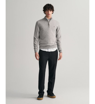 Gant Very fine sheep's wool pullover with grey half zip