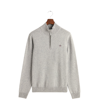 Gant Very fine sheep's wool pullover with grey half zip