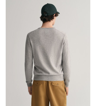 Gant Jersey de cuello de pico gris