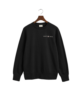 Gant Sweatshirt mit Rundhalsausschnitt und Grafikdruck schwarz