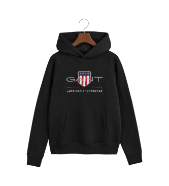 Gant Felpa con cappuccio Archive Shield nera