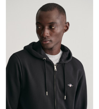 Gant Shield hooded zip hoodie black