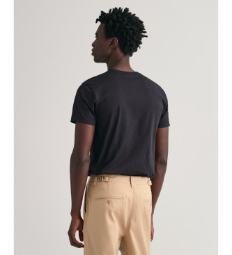 Gant T-shirt nera con scudo slim fit