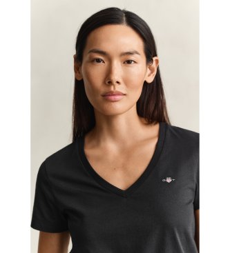 Gant Camiseta Lisa Cuello en V negro