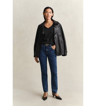 Gant Camiseta Lisa Cuello en V negro