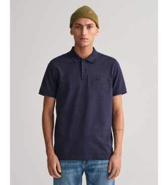 Gant Polo in piqu con scudo tono su tono blu scuro