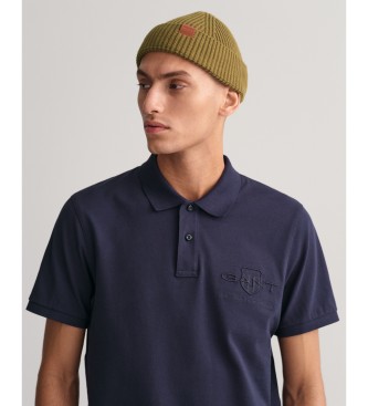 Gant Polo in piqu con scudo tono su tono blu scuro