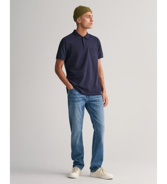 Gant Polo in piqu con scudo tono su tono blu scuro