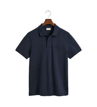 Gant Polo in piqu con scudo tono su tono blu scuro