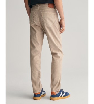 Gant Beige jeans i bomull och linne med normal passform