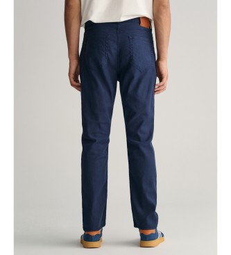 Gant Jean regular fit, coton et lin bleu marine