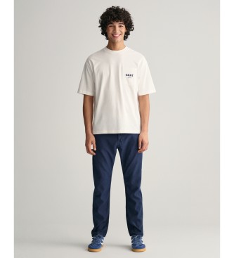 Gant Regular fit jeans van katoen en marineblauw linnen