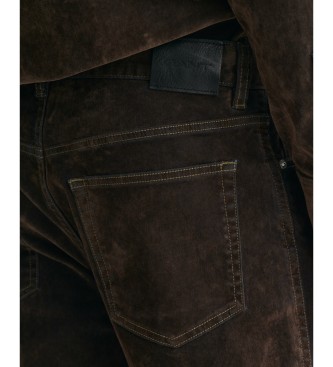 Gant Brązowe jeansy Flocked z weluru o luźnym kroju