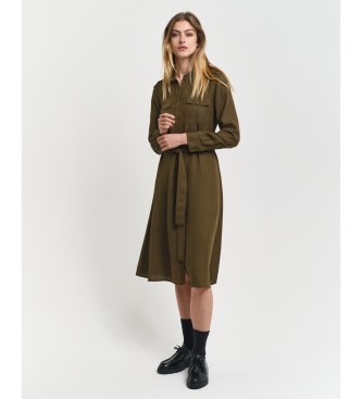 Gant Vestido Camisero Con Bolsillo verde