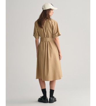 Gant Vestido camisero de manga corta Utility beige